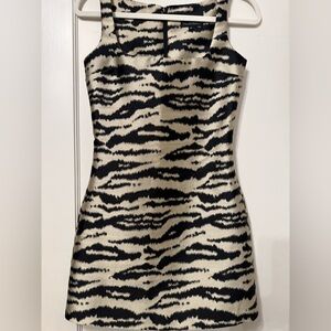 Cynthia Rowley Black and Cream Animal-Print Mini Dress